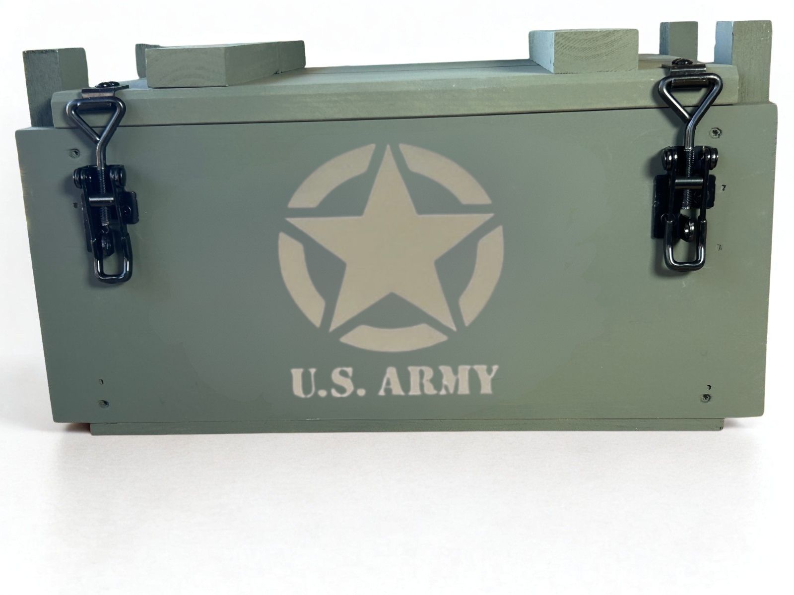 U.S. Army wooden ammo box with black hardware